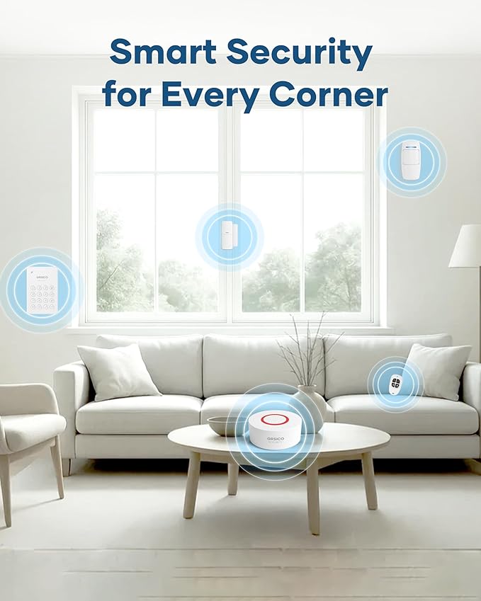 Wireless Home Alarm System 15-Piece Kit, WiFi Alarm System for Home Security with Phone APP Alert (Alarm Siren, Keypad, Remote, Motion, and Door Sensors) for Home, Apartment, Work with Alexa