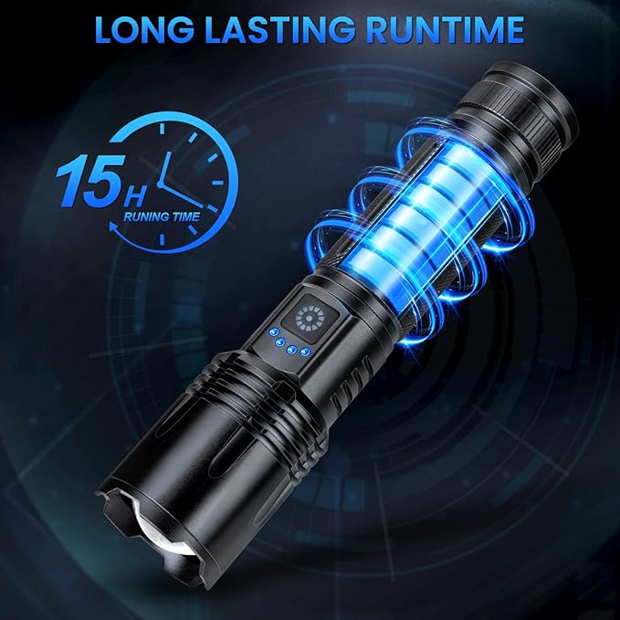 Flashlight Rechargeable 90,000 High Lumens, 3 Pack Led Flash Lights with 5 Modes, Waterproof Handheld Linterna for Camping, Home, Outdoor