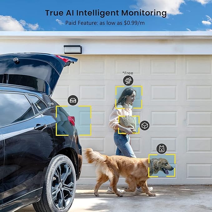 2K Solar Camera Security Outdoor with Spotlight & Siren, AI Detection Wireless Cameras for Home Security, 3MP Color Night Vision/2-Way Talk/Compatible with Alexa