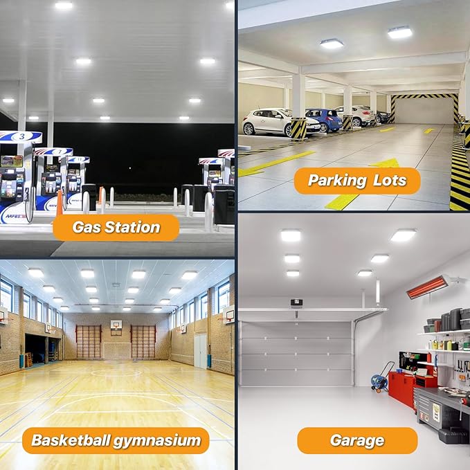 100W LED Canopy Lights with Motion Sensor, Selectable Wattage 100/80/60W IP65 ETL Listed Commercial Canopy Lights for Gas Station Warehouse Garage Shop