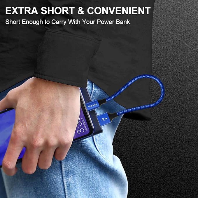 etguuds USB to USB C Cable 1ft, 2-Pack Short USB A to Type C Charger Cord Fast Charging for Samsung Galaxy A15 A25 A35 A55 A54, S24 S23 S22 S21 S20 S10 S10E, Note 20 10, Moto G, for iPhone 16 15