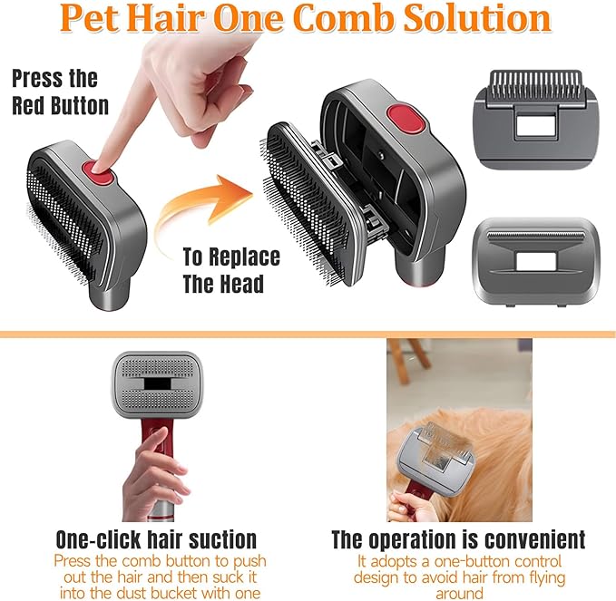 3-in-1 Pet Dog Grooming Attachment Kit, Deshedding Brush Attachment for V15, V11, V10, V8, V7 – Effective Grooming & Cleaning – Hair Grooming Tools for Dog and Cat, 6 Pack