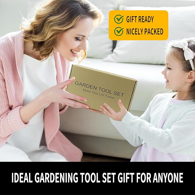 20-Piece Gardening Tools with Fashion and Durable Garden Tools Storage Bag - Heavy Duty Garden Hand Tools Stainless Steel Ergonomic Rust-Proof Garden Tool Set - Ideal Gardening Gifts for Women