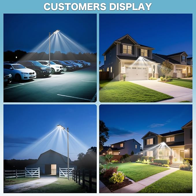 8200W Solar Street Lights Outdoor: Commercial Solar Parking Lot Lights with Motion Sensor and Remote Control, IP66 Waterproof, Wide Angle Dusk to Dawn Outdoor Lighting, Large Dimension, 2 Pack