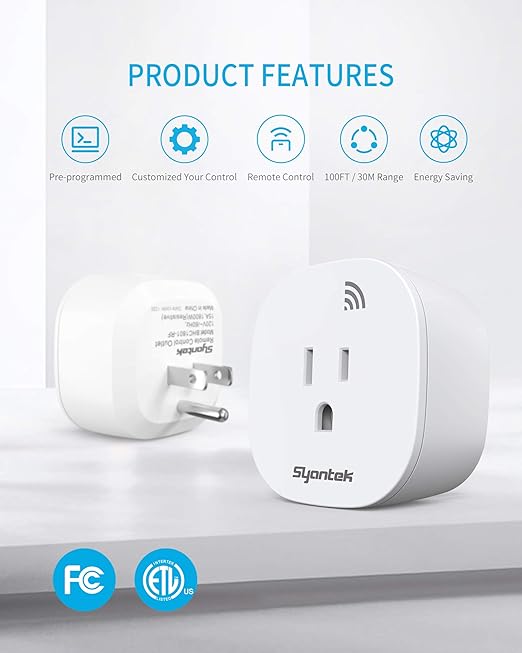 Remote Control Outlet Wireless Light Switch for Household Appliances, Expandable Remote Light Switch Kit, Up to 100 ft Range, FCC Certified, ETL Listed, White (3 Outlets + 1 Remotes)