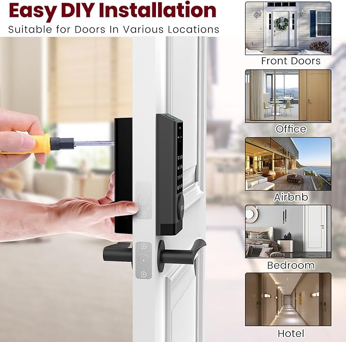 DEVO G1 Video Smart Lock with Camera & Doorbell, 6-in-1 Keyless Entry Door Lock with Fingerprint, App Remote, Auto Locks, Built-in Wi-Fi Smart Deadbolt for Front Door(Black)