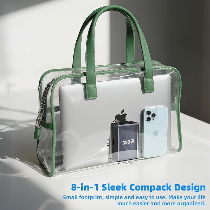 320W Fast Charging 8 Port USB C Charger Block, Multi-Device USB Charging Station Wall Desktop Charger with GaN Ⅲ Technology, USB-C Charger Adapter for MacBook/iPad/iPhone 16/Samsung Galaxy/DELL/HP