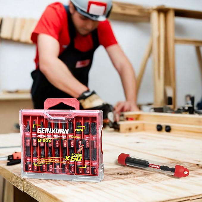 20 Pieces 1 In. (T7-T40) Impact Screwdriver Bit Set,Magnetic Multi-Torx Head Insert Bits, S2 Alloy Steel Star Bits with 1 Pc Impact Bit Holder and Storage M-Box