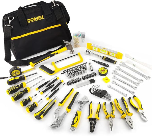 DOWELL 229PCS Tool Sets for Men, Household Hand Tool Kit, Home Repairing Tool Set for Maintenance with 14-Inch Storage Bag