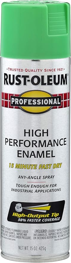 Rust-Oleum 7533838 Professional High Performance Enamel Spray Paint, 15 Oz, Gloss Safety Green