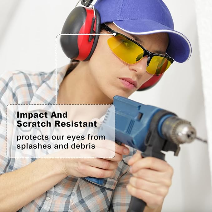 Kathfly 36 Pcs Safety Glasses Work Scratch Resistant Glasses Protective Safety Goggles Eyewear with Lens(Amber)