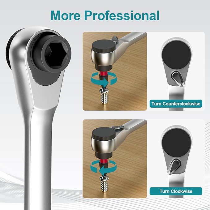 46Pcs Magnetic Drill Bit Set, S2 Steel Screwdriver Impact Bits Kit with 1Pc Magnetic Bit Holder & Mini Ratchet Wrench, Used for Power Screwdrivers and Electric Drill Drivers