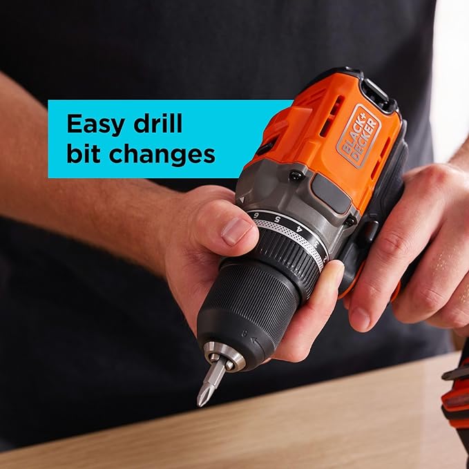BLACK+DECKER Cordless Drill Driver, Power Drill with Battery and Charger Included, 20V MAX POWERCONNECT (BCD382DS1)