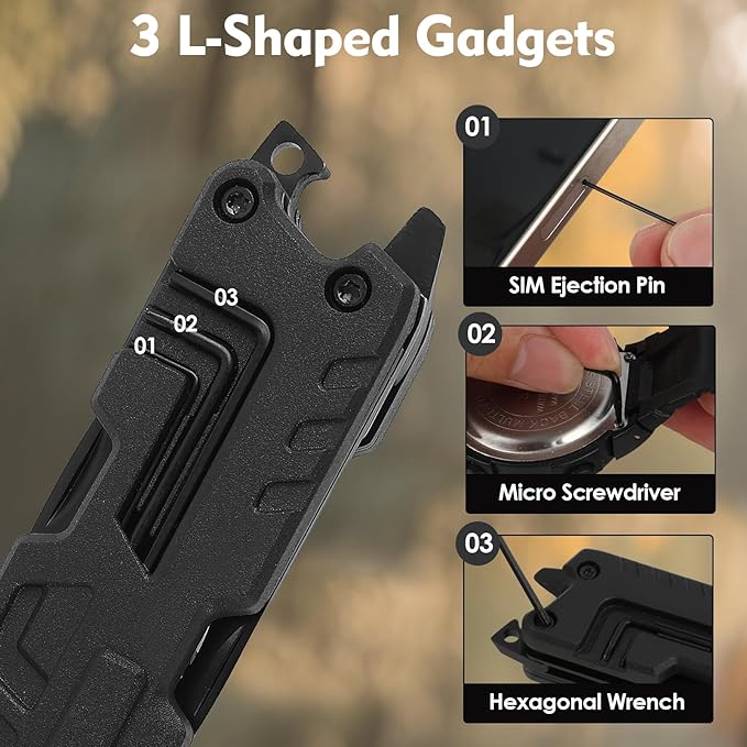 Multitool Knife, Multi Tool Pocket Knife for Men, 17-in-1 Folding Knife Camping Multitool for Hiking, Fishing, Survival, Men Gifts for Birthday Christmas