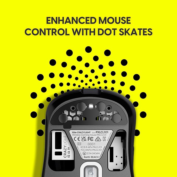 Pulsar Gaming Gears Xlite Crazylight Wireless Gaming Mouse, Ultra Lightweight 1.45 oz (41g), Optical Switch, 32000 DPI, 750 IPS, XS-1 Sensor, 8k Compatible (Jet Black)