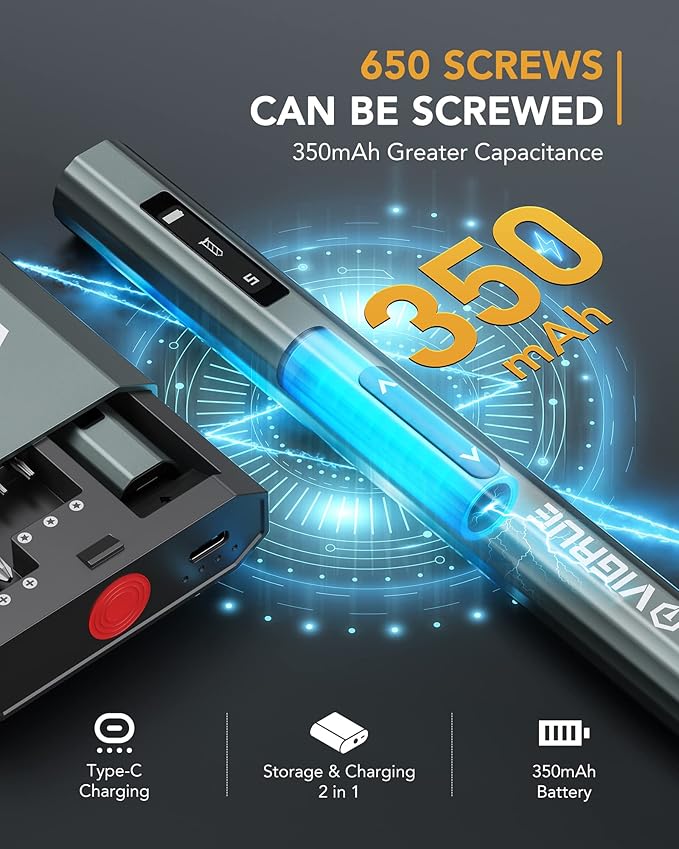 VIGRUE Electric Screwdriver with Display, Mini Cordless Precision Screwdriver Set with 48 Magnetic Bits, Small Electric Screwdriver For Electronics Laptops Glasses Clocks