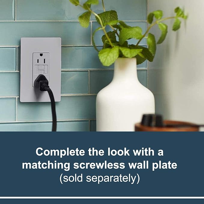 Legrand radiant 1597GRYCCD12 15 Amp GFCI Self Test Decorator Duplex Outlet, Gray (1 Count)