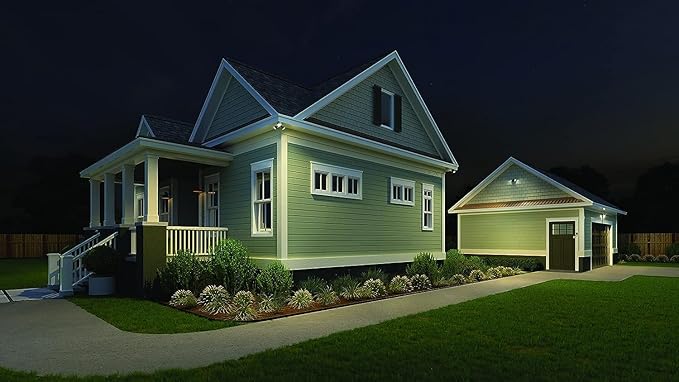 Lithonia Lighting HomeGuard 2-Light LED Outdoor Flood Lights, Motion Sensor Outdoor Lights with Dusk to Dawn, 4000K Cool White, Round Heads, Dark White (HGX LED 2RH 40K 120 MO WH M2)