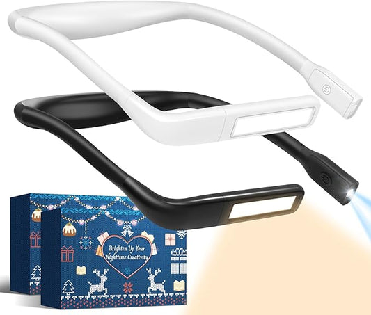 Neck Reading Light Book Lovers Gifts,Rechargeable Book Light for Reading at Night in Bed Reading Accessories, Crochet Accessories Knitting Gifts for Mom Christmas Stocking Stuffers for Men Women