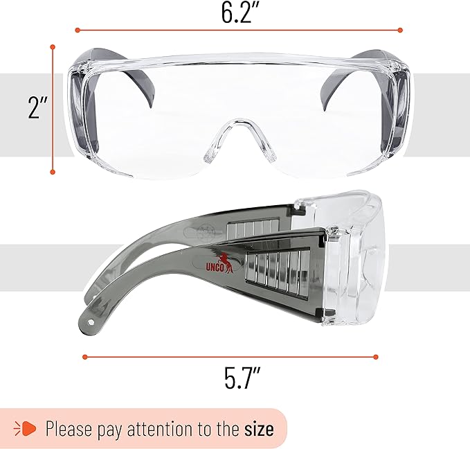 UNCO- Safety Goggles Over Glasses, Protective Goggles, Safety Goggles Anti Fog, Work, Safety Glasses Over