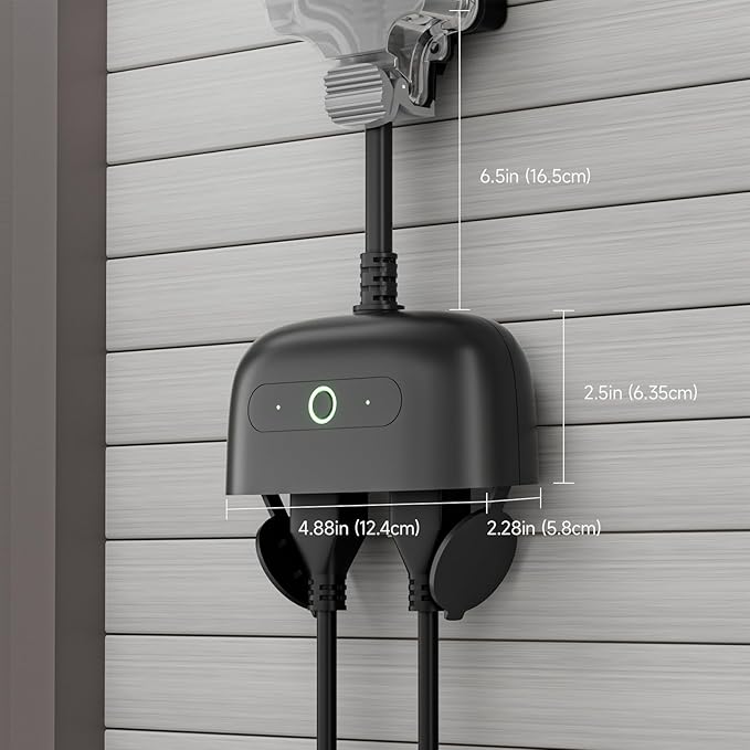 GHome Smart Outdoor Smart Plug, Smart Home Wi-Fi Outlet with 2 Sockets, IP64 Weather Resistance, Compatible with Alexa, Google Home & SmartThings, No Hub Required