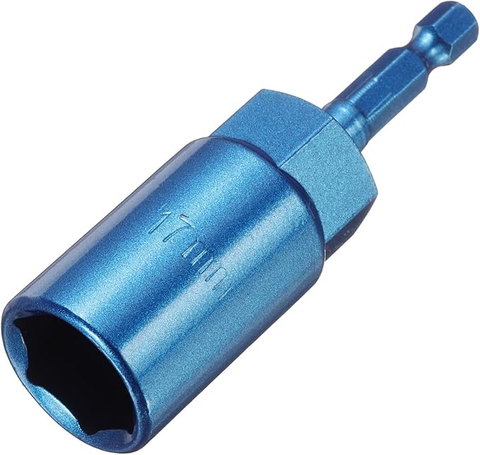 HARFINGTON Nut Driver 17mm Hex Drive Socket CR-V Steel Power Screw Drill Bits Socket Wrench Tools with 1/4" Quick Change Hex Shank for Power Drills Impact Drivers, Blue