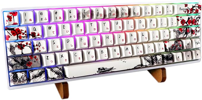 MOLGRIA GK68 68-Key RGB Backlit Gaming Keyboard with Plum Blossom Keycaps, Hot Swappable Red Mechinery Switches, Type C Wired Mechanical Keyboard for Win/Mac OS