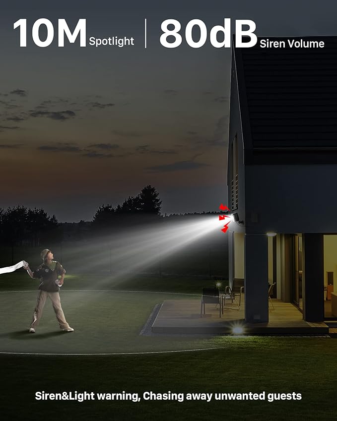 Security Cameras Wireless Outdoor, Flood Light Solar Cameras for Home Security, Home Camera with Color Night Vision, PIR Human Detection, 2-Way Talk, IP66 Waterproof, SD Card/Cloud Storage