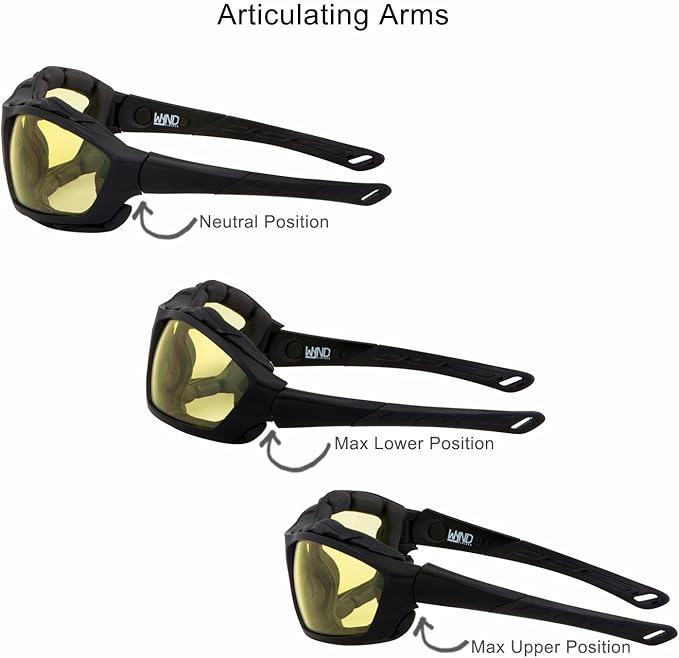 WYND Blocker Motorcycle Riding Glasses Extreme Sports Wrap Sunglasses (Black/Yellow)