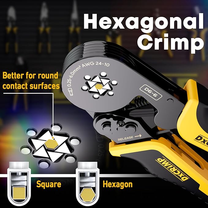 Ferrule Crimping Tool Kit, Hexagon Ferrule Crimper,Ratchet Pliers for (AWG 24-10) with 16 Types Insulated and Non-Insulated Ferrules, Wire Ferrules Kit, Crimping Pliers set,Hex Crimper