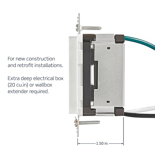Leviton T5634-G 60W (20V@2.5A+ 5V@2A) USB Dual Type A/Type-C Power Delivery in-Wall Charger with 15A Tamper-Resistant Outlet, USB Charger for Smartphones, Tablets, Laptops, Gray