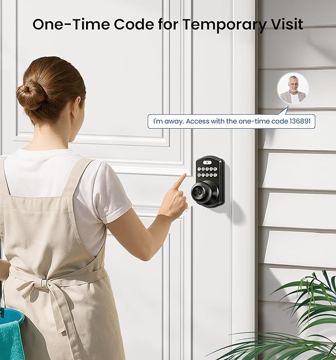 Veise Keypad Door Knob Lock, Keyless Entry Digital Lock with Handle, Electronic Knob for Front Door & Bedroom, Easy Installation, Auto-Locking, Passage Mode, Matte Black