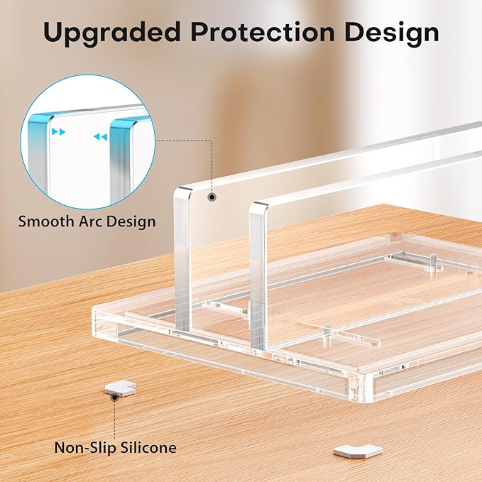 OMOTON Vertical Laptop Stand for Desk, Acrylic Laptop Holder Desktop Clear Adjustable Dock for MacBook Pro Air, HP, All Gaming Laptops up to 17” (Clear, Single Slot)