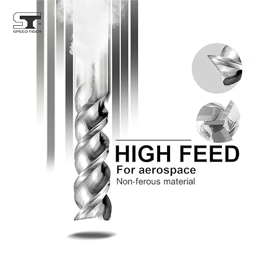 SPEED TIGER Carbide Square End Mill - 3 Flute - IAUE1/2 3 (5 Pieces, 1/2") - High Feed U-Type Design - for Roughing and Finishing - for Milling Aluminum Applications – Professional Mill Bits Sets