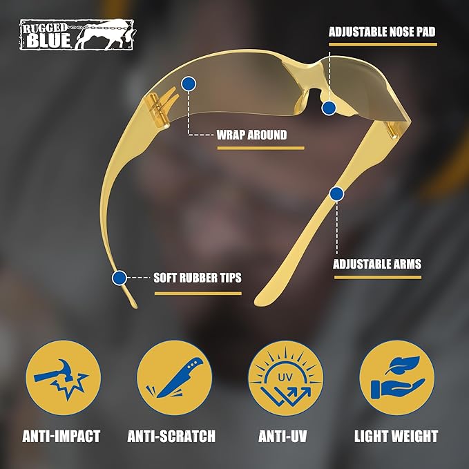 Work Safety Glasses For Men | Ansi Z87 Certified Safety Goggles For Shooting Range | Anti-Scratch Outdoor Glass