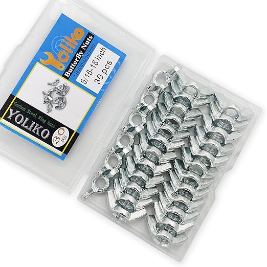 30 PCS 5/16-18 Inch Wingnuts, Quality Carbon Steel Wing Nuts Zinc Plated Fasteners Parts Butterfly Nut, Hand Twist Tighten Hardware Nuts Butterfly Wing-Nut 5/16-18” Assorted Kit