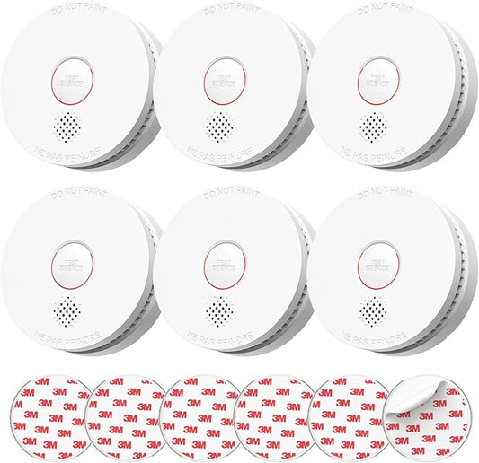 SITERLINK Smoke Detectors,UL217-9th Listed Smoke Alarms with Replaceable Battery,Photoelectric Sensor Smoke Detector with Test-Silence Button,Fire Detectors for Home,House,GS509A 6-Pack