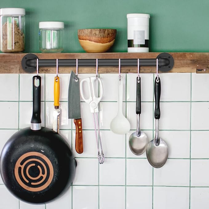 Willstar 3FT Industrial Staircase Handrail Non-Slip Pipe Bar Foot Rail Wall Mount Stair Rail Vintage Grab Bar for Steps Black Iron Pipe Handrail for Outdoor Indoor Stairs Loft Porch Hand Rail (3ft)