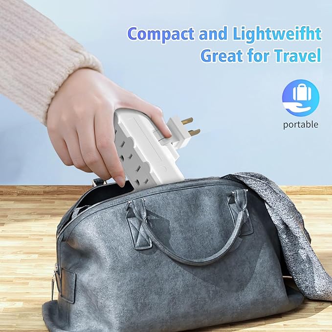 Multi Plug Wall Outlet - 3 Way Outlet Extender & Surge Protector | Electrical Outlet Splitter with 3 Plugs, Portable Power Adapter for Home, Office, Dorm Essentials