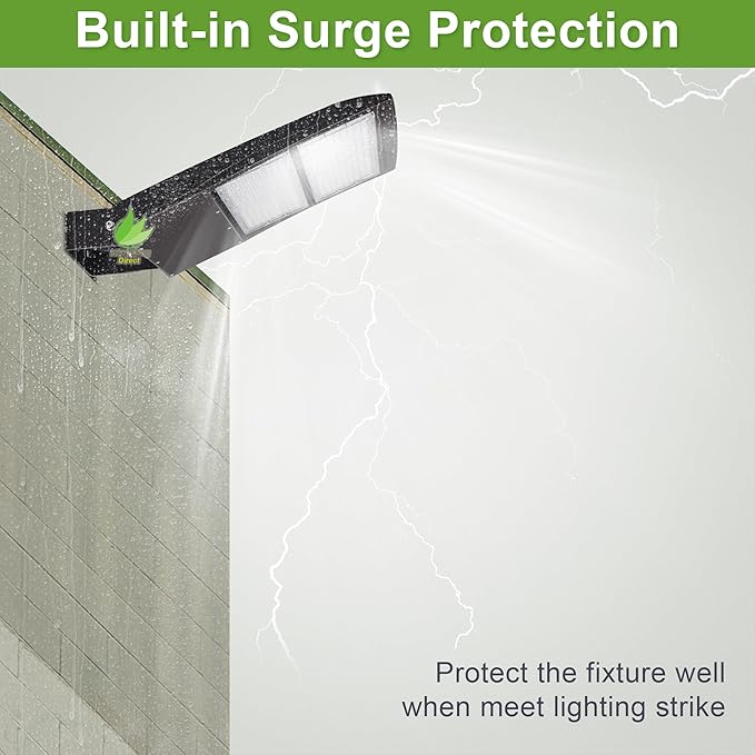 300W LED Parking Lot Shoebox Light, 42000LM, 5000K Daylight, Built-in 20KV Surge Protector, IP65 Waterproof, DLC & UL Listed, 100-277V, Outdoor Commercial Street Pole Light