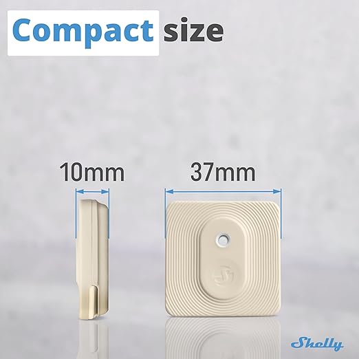 Shelly Blu H&T Ivory | Bluetooth Smart Temperature & Humidity Sensor with Remote App Control & Monitoring | Splash and dust-Proof | Smart Scenes | Notification Alerts | Free Data Storage Export