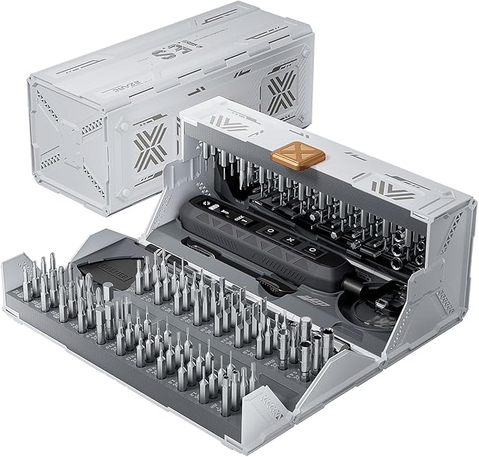 EZARC Electric Screwdriver Set, 181 in 1 Cordless Screwdriver, 3 Torque Settings with 160 Magnetic Precision Bits, Power Screwdriver Repair Tool Kit for Phone Laptop Camera Watch Computer-White