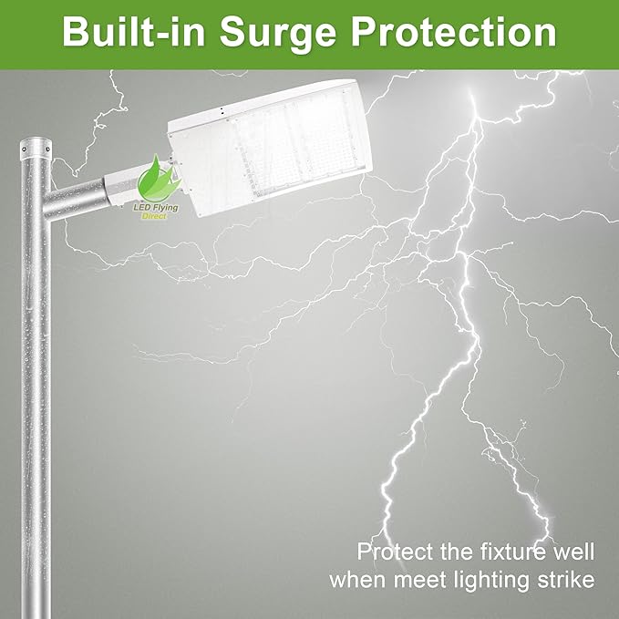 480V 300W LED Parking Lot Light, White Housing LED Street Light 42,000LM 5000K 1-10V Dimmable Outdoor LED Shoebox Pole Heads 1000W MH/HPS Equiv.DLC UL Certified