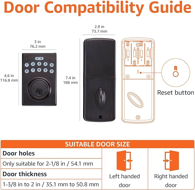 Amazon Basics Electronic Keypad Deadbolt Door Lock with Touch-Control Keyless Entry, Keyed Entry Option, Contemporary, Oil Bronze, 1-Pack