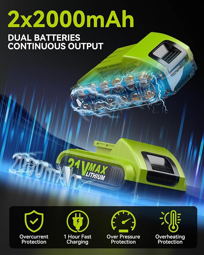 Drill, 21V Cordless Drill with Dual 2.0Ah Power Pack and Charger, Electric Power Drills Set, 3/8 Inch Chuck, 25+1 Torque, 2 Speed 29 Accessories Tool for DIY, Gifts