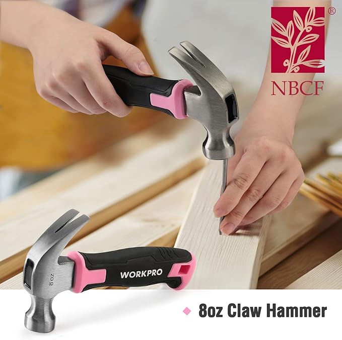 WORKPRO 35-Piece Pink Tools Set, Household Tool Kit with Storage Toolbox, Basic Tool Set for Home, Garage, Apartment, Dorm, New House, Back to School - Pink Ribbon