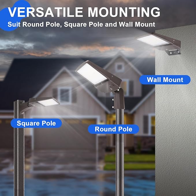 150W LED Parking Lot Light, 21000LM(140lm/w) LED Shoebox Area Light(600W HID/HPS Equivalent), 5700K Dimmable Outdoor Commercial Street Lighting -10KV Surge Protection IP65 100-277V UL DLC Listed