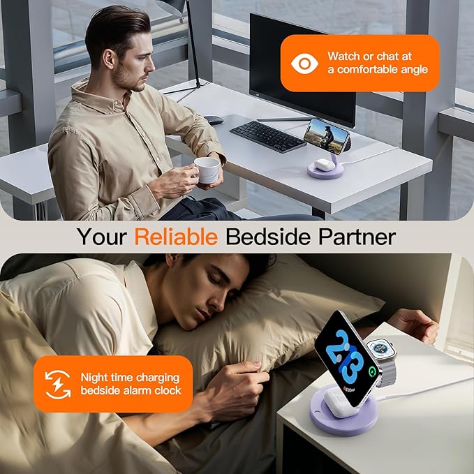 2025 3 in 1 Charging Station for Apple iPhone AirPods Watch with Mag-Safe Charger Wireless Charger Stand for iPhone 1716 15 14 13 12 Series AirPods iWatch Series - Gifts for Wife & Husband