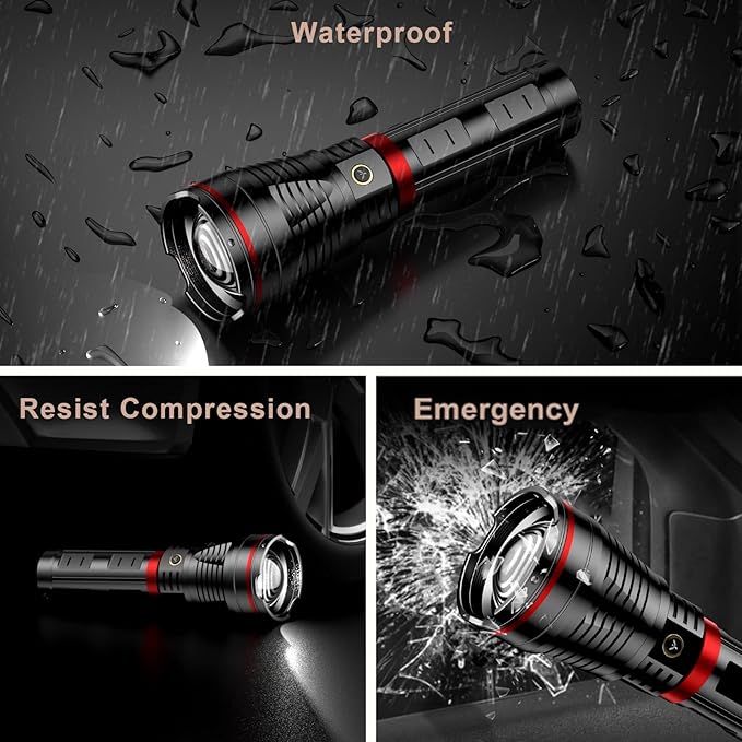 SKYFIRE Brightest Flashlights High Lumens with Ignition Lens,20000mAh Super Bright Rechargeable Flashlight with Shoulder Straps,Led Tactical Flash Light for Camping,Outdoor Essentials&Home Emergencies