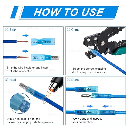 320PCS Heat Shrink Bullet Connectors kit, Male & Female Bullet Terminals, Insulated Waterproof Wire Connectors, Marine Grade Electrical Connectors